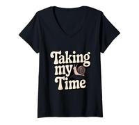 Femme Taking My Time Snail T-Shirt avec Col en V