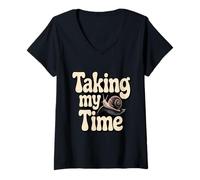 Femme Taking My Time Snail T-Shirt avec Col en V
