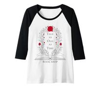 Femme Tale As Old As Time Vintage Floral Amoureux de Livres Manche Raglan