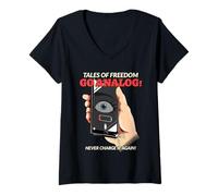 Femme Tales of Freedom - Go Analog (Graphique) T-Shirt avec Col en V