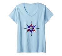 Femme Talisman Sceau de Salomon Magick du Chaos T-Shirt avec Col en V