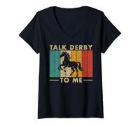 Femme Talk Derby to Me #25D1E Équitation Humoristique T-Shirt avec Col en V