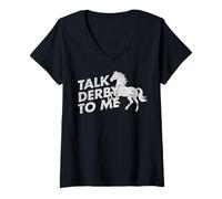 Femme Talk Derby to Me Funny Horse Rider #25D1F Équitation T-Shirt avec Col en V