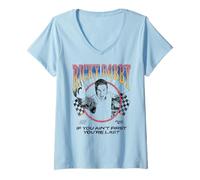 Femme Talladega Nights Ricky Bobby Outline Checkered Flags Movie T-Shirt avec Col en V