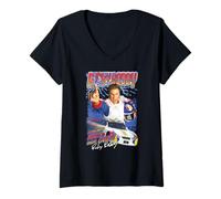 Femme Talladega Nights Ricky Bobby Retro Lightning Collage Movie T-Shirt avec Col en V