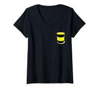 Femme Tambour biologique suspect T-Shirt avec Col en V