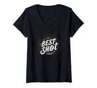 Femme Tampon Cool Best Shot pour garçons et Filles T-Shirt avec Col en V
