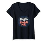 Femme Tampon « Cool Thanks for having me » T-Shirt avec Col en V