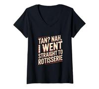 Femme Tan Nah, je suis allée directement à la rôtisserie Sunburn. T-Shirt avec Col en V
