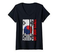 Femme Tang Soo Do - Drapeau USA Taekwondo Mixte Arts Martiaux MMA T-Shirt avec Col en V