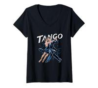 Femme Tango Couple Dance Embrasser Élégant Mouvement Argentin T-Shirt avec Col en V