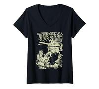 Femme Tank Girl T-Shirt avec Col en V