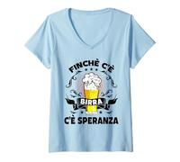 Femme Tant qu'il Ya Bière il y a Espoir Bière dire drôle T-Shirt avec Col en V
