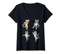 Femme Tap Dance Chats Amoureux de la danse T-Shirt avec Col en V