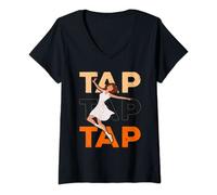 Femme Tap-Dance Tap-Dancing Jazz Dancer Enseignant de danse T-Shirt avec Col en V