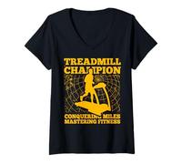 Femme Tapis de course Champion Conquering Miles Mastering Miles T-Shirt avec Col en V
