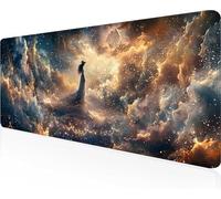 Femme Tapis de Souris 1400x600x3mm Grand Tapis Souris XXL, Jaune Mouse Pad, à Bords Cousus, Base en Caoutchouc Antidérapante, sous Main pour Clavier Pad, Decor Maison, Cadeaux pour Hommes PjY5129 H-1