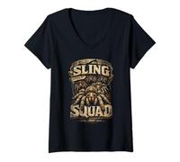 Femme Tarentules araignées Sling Squad T-Shirt avec Col en V