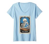 Femme Tarot Card The Coffee Lover Office Worker Colleger Coffee T-Shirt avec Col en V