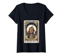 Femme Tarot Taureau Assis T-Shirt avec Col en V
