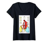 Femme Tarot vintage Six of Coins or Pentacles - Rider Waite Deck T-Shirt avec Col en V
