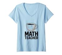 Femme Tasse à café Amusante pour Professeur de mathématiques, calcul d'algèbre T-Shirt avec Col en V