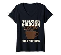 Femme Tasse à café de dégustation de spécialité café Nerd Profil saveur T-Shirt avec Col en V