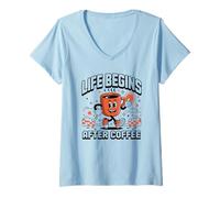 Femme Tasse à café Happy Coffee Thumbs Up Retro Morning Vibes T-Shirt avec Col en V