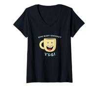 Femme Tasse à café « How Many Coffees? Yes! Overexcited » T-Shirt avec Col en V