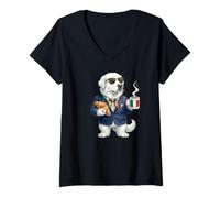 Femme Tasse à café Humoristique en Forme de Chien Berger des Abruzzes T-Shirt avec Col en V