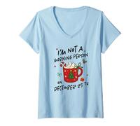 Femme Tasse à café Humoristique pour Noël avec Chocolat Chaud T-Shirt avec Col en V