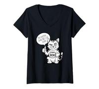 Femme Tasse à café Sarcastic Cat Oh Wow Said No Cat Ever T-Shirt avec Col en V