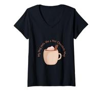 Femme Tasse à Chocolat Chaud Hug Like a Hot T-Shirt avec Col en V