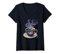 Femme Tasse à thé Galaxy Infinite Brew Space Surreal Art Cosmic Tea T-Shirt avec Col en V