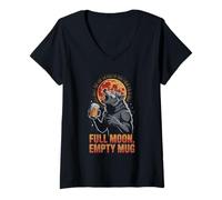Femme Tasse vide pleine lune loup-garou drôle pour boire de la bière T-Shirt avec Col en V