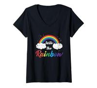 Femme Taste The Rainbow Gay Lesbian Pride Trans sexualité T-Shirt avec Col en V
