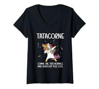 Femme Tatacorne Licorne Tata Humour Tante Famille Cadeau T-Shirt avec Col en V