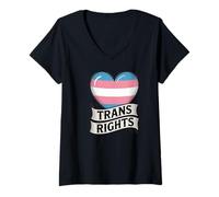 Femme Tatouage Coeur Transgenre Pride Couleurs - LGBTQ+ Pride Ally T-Shirt avec Col en V