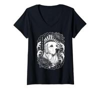 Femme Tatouage Labrador Retriever Japon Irezumi T-Shirt avec Col en V