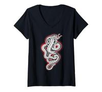 Femme Tatouage Serpent King Cobra Serpent T-Shirt avec Col en V