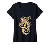 Femme Tatouage Serpent Serpent King Cobra Inspiré T-Shirt avec Col en V