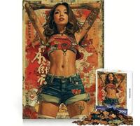 Femme tatouée de Style Japonais Puzzle de 1000 pièces pour Adolescents Jeu de réflexion Simple et Amusant Motifs précis Cadeau du Père Noël 38x52cm