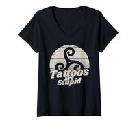 Femme Tattoos are Stupid Shirt Funny Tattoo Lover Celtic Symbol T-Shirt avec Col en V
