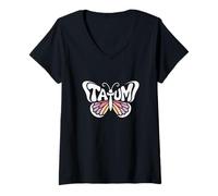 Femme Tatum Papillon - Personnalisé Mignon nom Word Art T-Shirt avec Col en V
