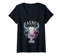 Femme Taureau du Zodiaque né en 1968 T-Shirt avec Col en V