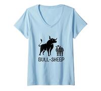 Femme Taureau et Moutons drôle Animal Humour déclaration Papa Blague Jeu de Mots T-Shirt avec Col en V