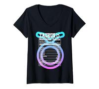 Femme Taureau Valeur nutritive Signe du Zodiaque Astrologie Bleu Violet T-Shirt avec Col en V