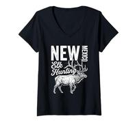 Femme Taureau Vintage Chasse Wapiti du Nouveau-Mexique T-Shirt avec Col en V
