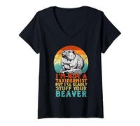 Femme Taxidermiste Amusant Qui empaille volontiers Votre Castor T-Shirt avec Col en V