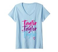 Femme Taylor Prénom J'aime Taylor Fille Mignonne T-Shirt avec Col en V
